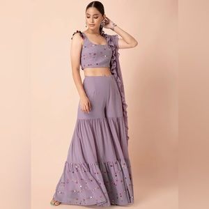 Payal Singhal for Indya Lavender Mirror Tiered Sharara Set